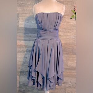 David’s Bridal Gray Strapless Bridesmaid Dress Formal